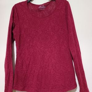 Raspberry color Mudd Juniors Long Sleeve Top Size XL